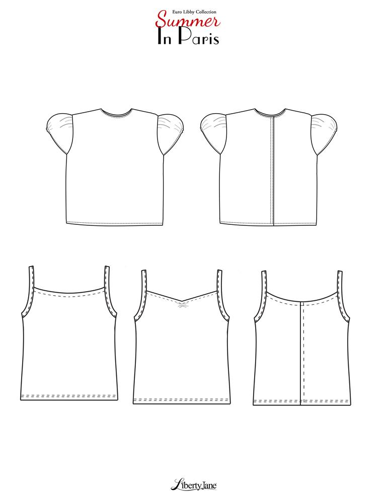 Liberty Jane 18 Inch Modern Summer In Paris Tops 18" Doll Clothes Pattern Pixie Faire