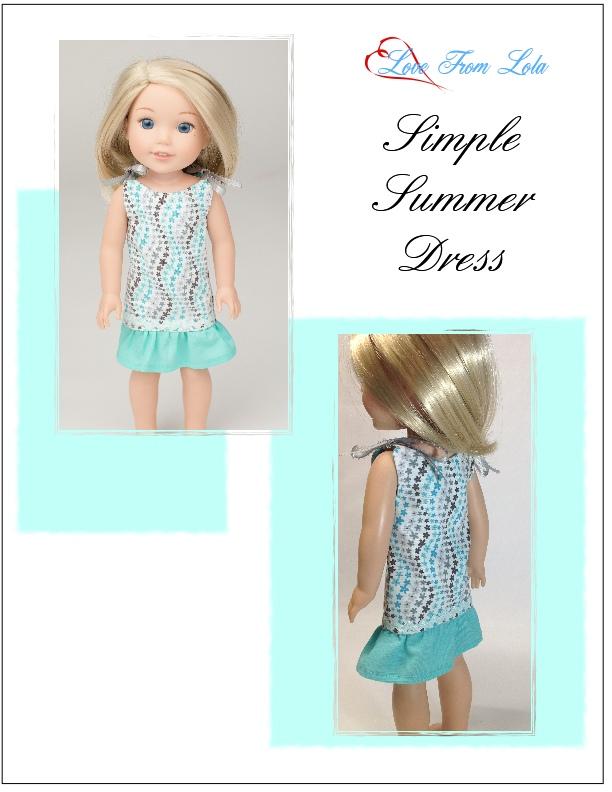 Love From Lola WellieWishers Simple Summer Dress 14-14.5" Doll Clothes Pattern Pixie Faire