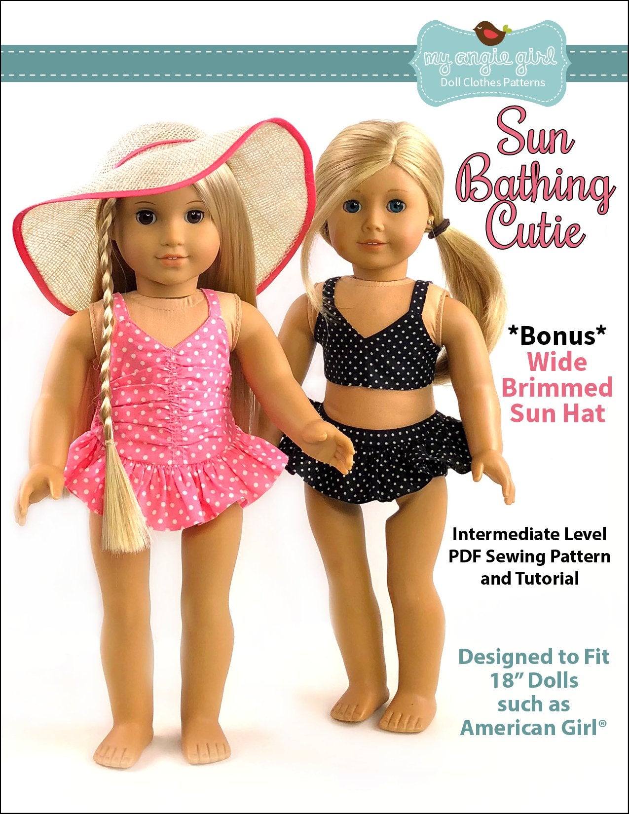 My Angie Girl Sun Bathing Cutie Doll Clothes Pattern 18 inch