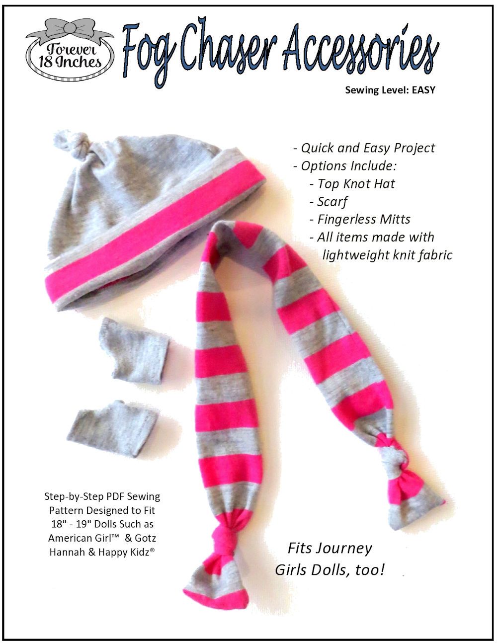 Forever 18 Inches 18 Inch Modern Fog Chaser Accessories 18-19" Doll Clothes Pattern Pixie Faire