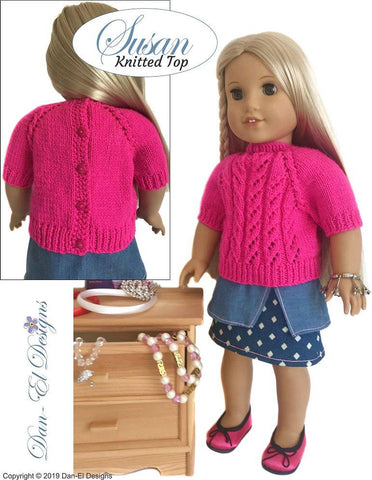 Dan-El Designs Knitting Susan Top 18" Doll Knitting Pattern Pixie Faire