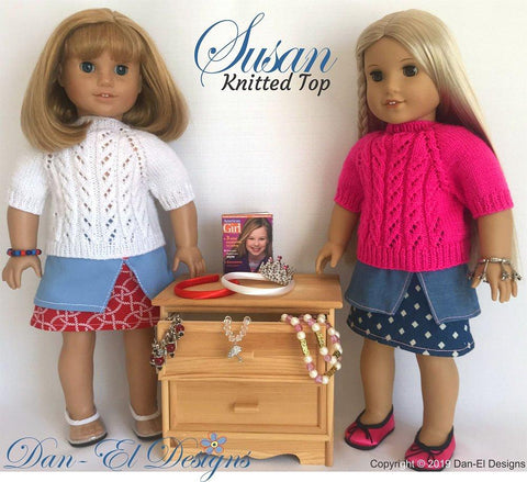 Dan-El Designs Knitting Susan Top 18" Doll Knitting Pattern Pixie Faire