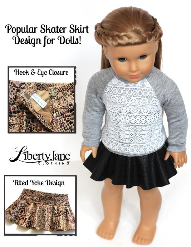 Liberty Jane 18 Inch Modern Piccadilly Sweater and Skirt Bundle 18" Doll Clothes Pattern Pixie Faire