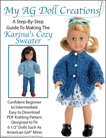 My AG Doll Creations Mini Karina's Cozy Sweater Knitting Pattern For Mini Dolls Pixie Faire