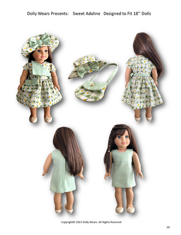 Dolly Wears 18 Inch Modern Sweet Adaline 18" Doll Clothes Pattern Pixie Faire
