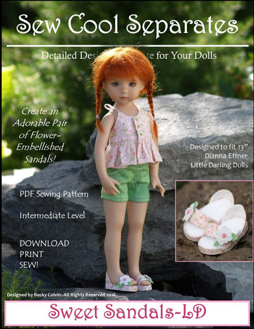 Sew Cool Separates Little Darling Sweet Sandals Pattern for Little Darling Dolls Pixie Faire