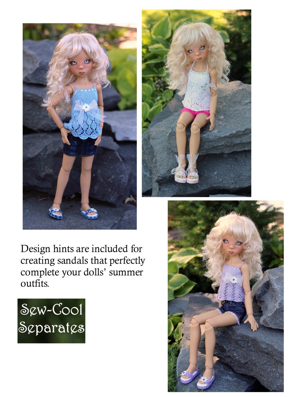 Sew Cool Separates BJD Sweet Sandals Pattern for MSD Ball Jointed Dolls Pixie Faire