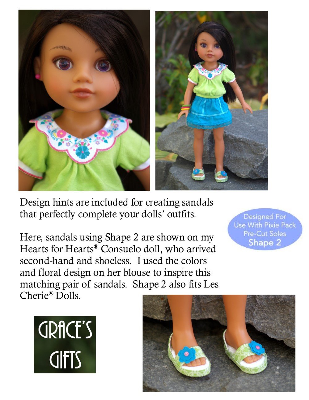Grace's Gifts WellieWishers Sweet Sandals for 13-14.5" Dolls Pixie Faire