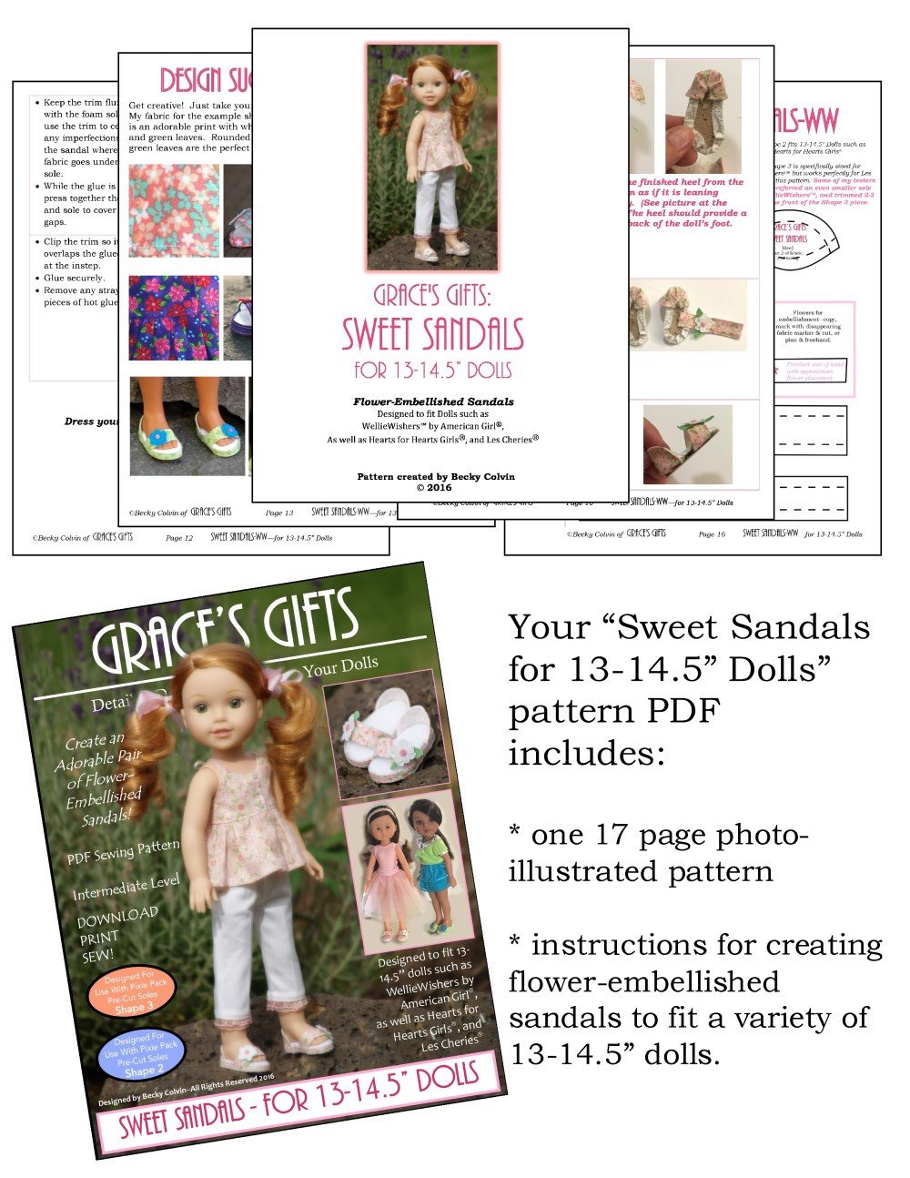 Grace's Gifts WellieWishers Sweet Sandals for 13-14.5" Dolls Pixie Faire