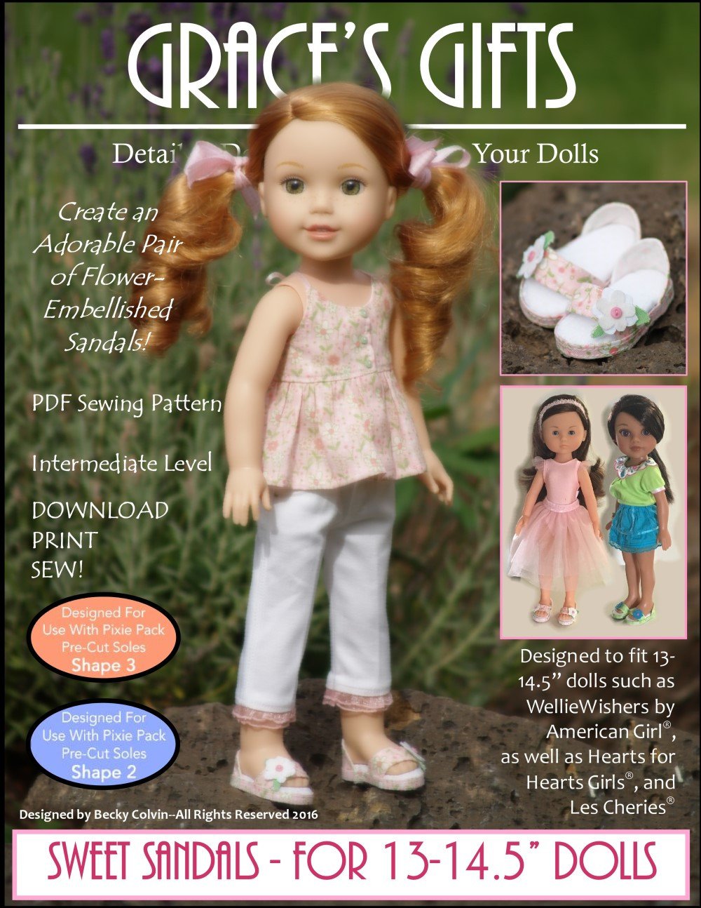 Grace's Gifts WellieWishers Sweet Sandals for 13-14.5" Dolls Pixie Faire