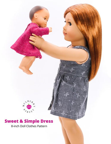 123 Mulberry Street 8" Baby Dolls Sweet & Simple Dress 8" Baby Doll Clothes Pattern Pixie Faire