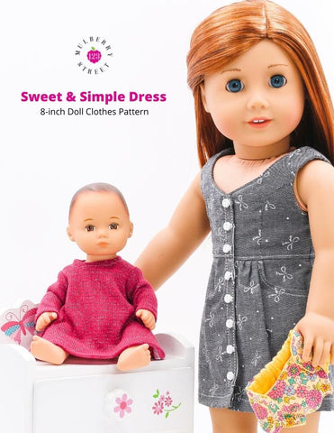 123 Mulberry Street 8" Baby Dolls Sweet & Simple Dress 8" Baby Doll Clothes Pattern Pixie Faire