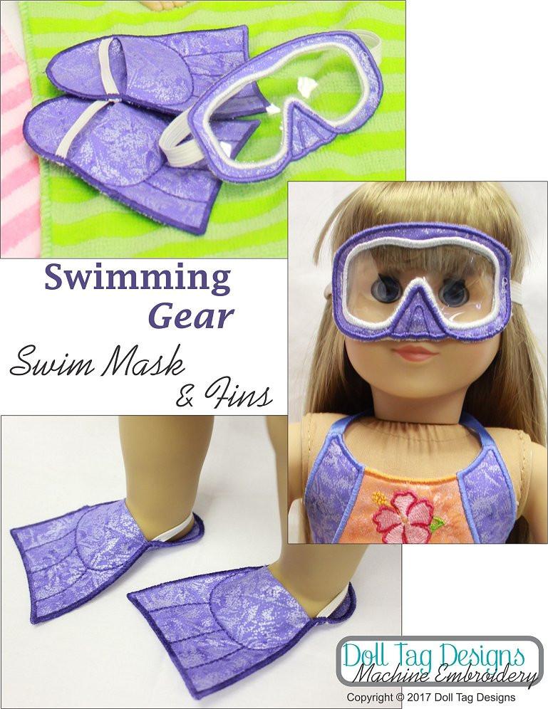 fashion goggles dst Doll Tag Designs Swimming Gear Machine Embroidery Designs For Doll Clothes