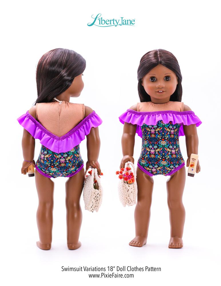 Liberty Jane 18 Inch Modern Swimsuit Variations 18" Doll Clothes Pattern Pixie Faire