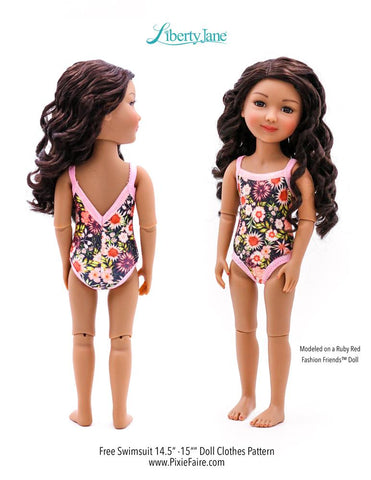 Liberty Jane WellieWishers FREE Swimsuit 14.5"-15" Doll Clothes Pattern Pixie Faire