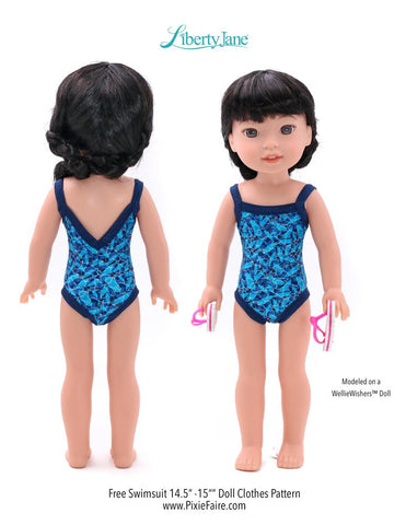 Liberty Jane WellieWishers FREE Swimsuit 14.5"-15" Doll Clothes Pattern Pixie Faire
