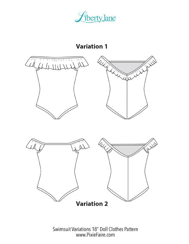 Liberty Jane 18 Inch Modern Swimsuit Variations 18" Doll Clothes Pattern Pixie Faire