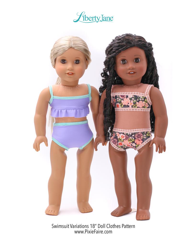 Liberty Jane 18 Inch Modern Swimsuit Variations 18" Doll Clothes Pattern Pixie Faire
