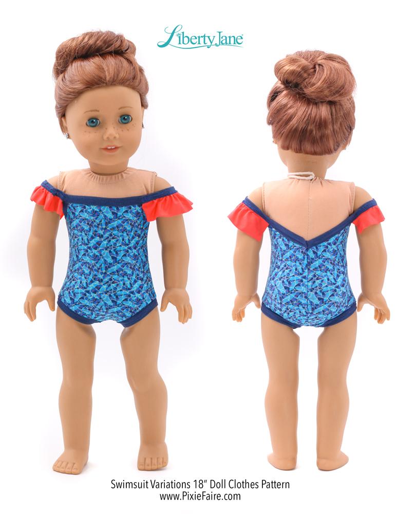 Liberty Jane 18 Inch Modern Swimsuit Variations 18" Doll Clothes Pattern Pixie Faire