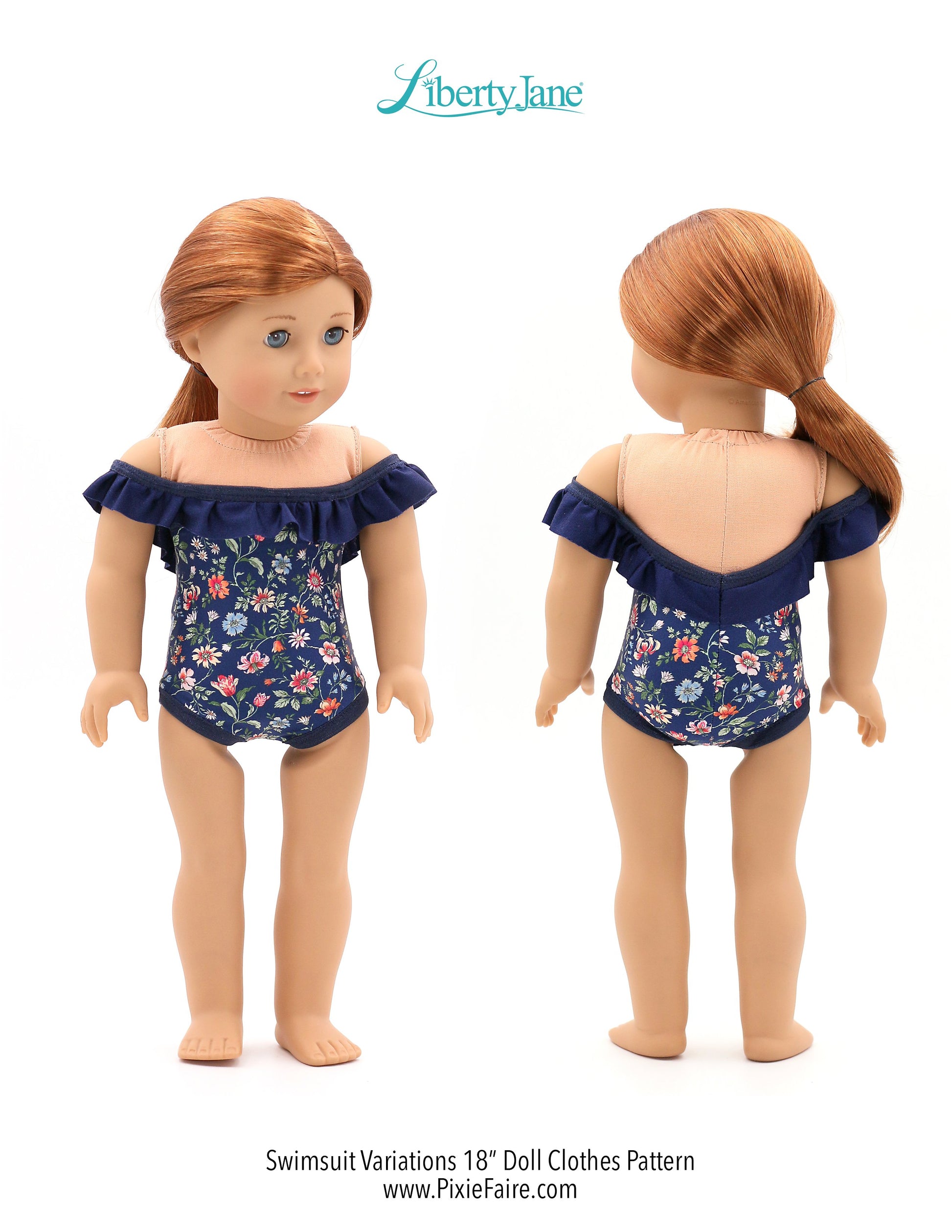 Liberty Jane 18 Inch Modern Swimsuit Variations 18" Doll Clothes Pattern Pixie Faire