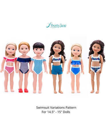 Liberty Jane WellieWishers Swimsuit Variations 14.5" -15" Doll Clothes Pattern Pixie Faire