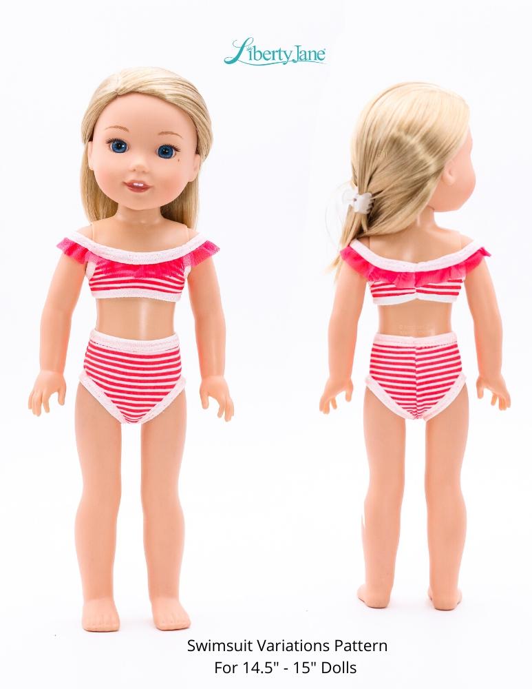 Liberty Jane WellieWishers Swimsuit Variations 14.5" -15" Doll Clothes Pattern Pixie Faire