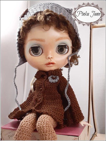 Pinku Jane Blythe/Pullip Swing Coat & Winter Helmet Crochet Pattern For 12" Blythe Dolls Pixie Faire