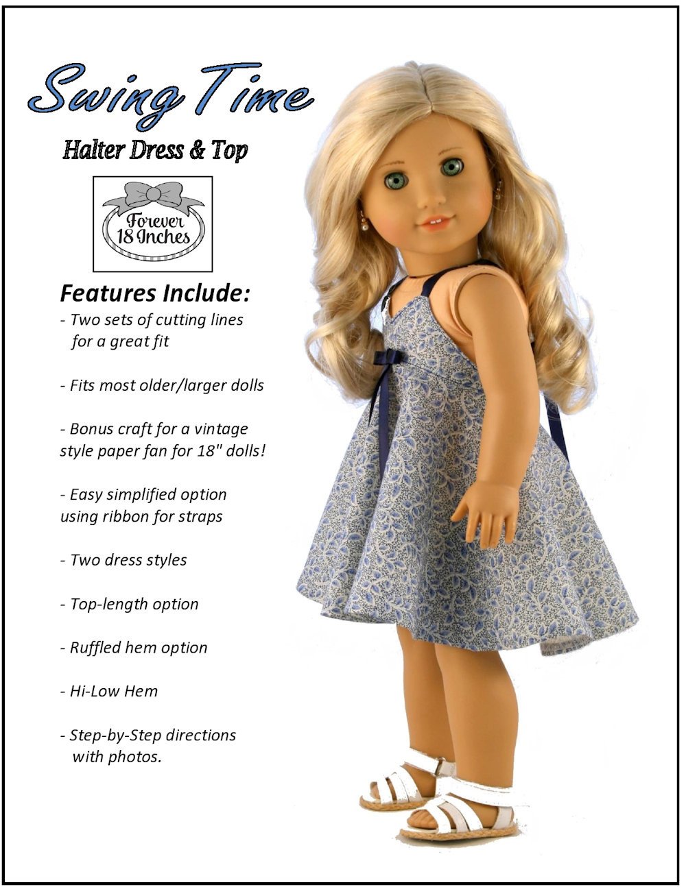 Forever 18 Inches 18 Inch Modern Swing Time Halter Dress & Top 18" Doll Clothes Pixie Faire