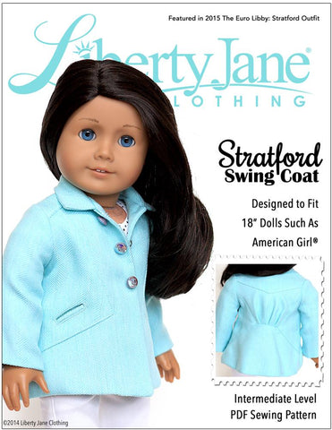 Liberty Jane 18 Inch Modern Stratford Swing Coat 18" Doll Clothes Pattern Pixie Faire