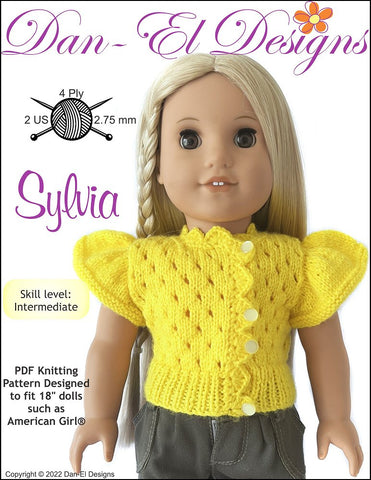 Dan-El Designs Knitting Sylvia 18" Doll Clothes Knitting Pattern Pixie Faire