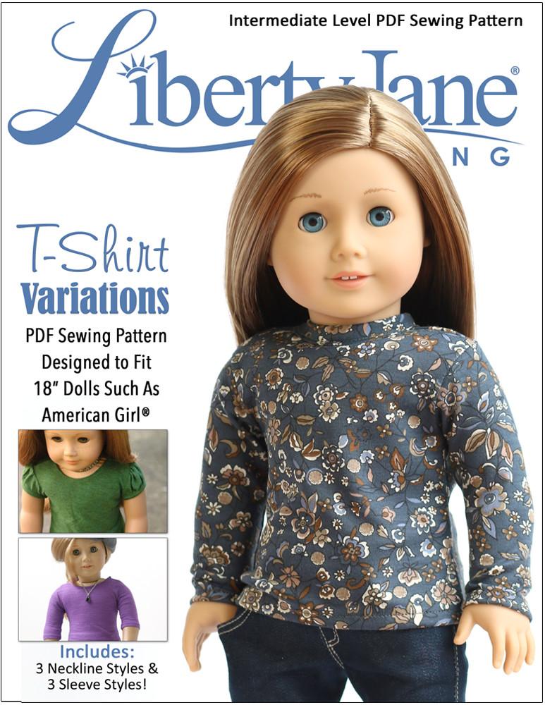 Liberty Jane 18 Inch Modern T-Shirt Variations 18" Doll Clothes Pattern Pixie Faire