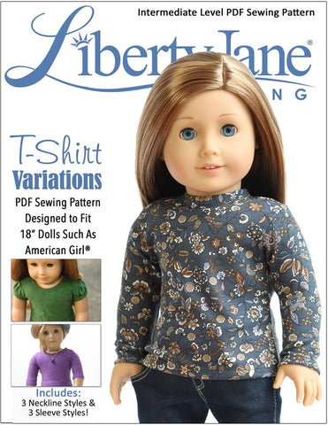 Liberty Jane 18 Inch Modern T-Shirt Variations 18" Doll Clothes Pattern Pixie Faire