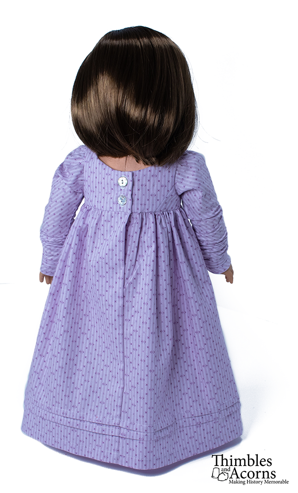 Thimbles and Acorns 18 Inch Historical Wrap-Front Regency Dress 18" Doll Clothes Pixie Faire
