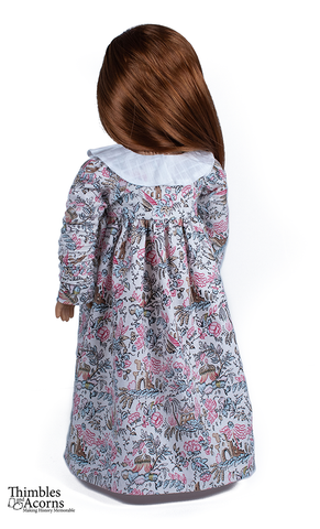Thimbles and Acorns 18 Inch Historical Wrap-Front Regency Dress 18" Doll Clothes Pixie Faire