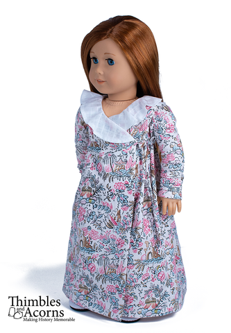 Thimbles and Acorns 18 Inch Historical Wrap-Front Regency Dress 18" Doll Clothes Pixie Faire