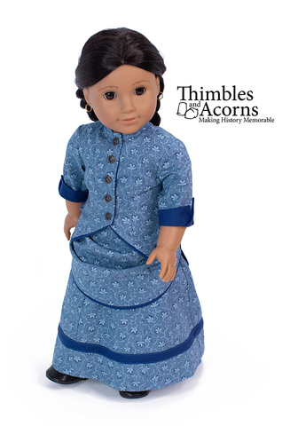 Thimbles and Acorns 18 Inch Historical 1870's Bustle Dress 18" Doll Clothes Pattern Pixie Faire