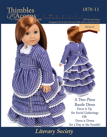 Thimbles and Acorns 18 Inch Historical Literary Society Dress 18" Doll Clothes Pattern Pixie Faire
