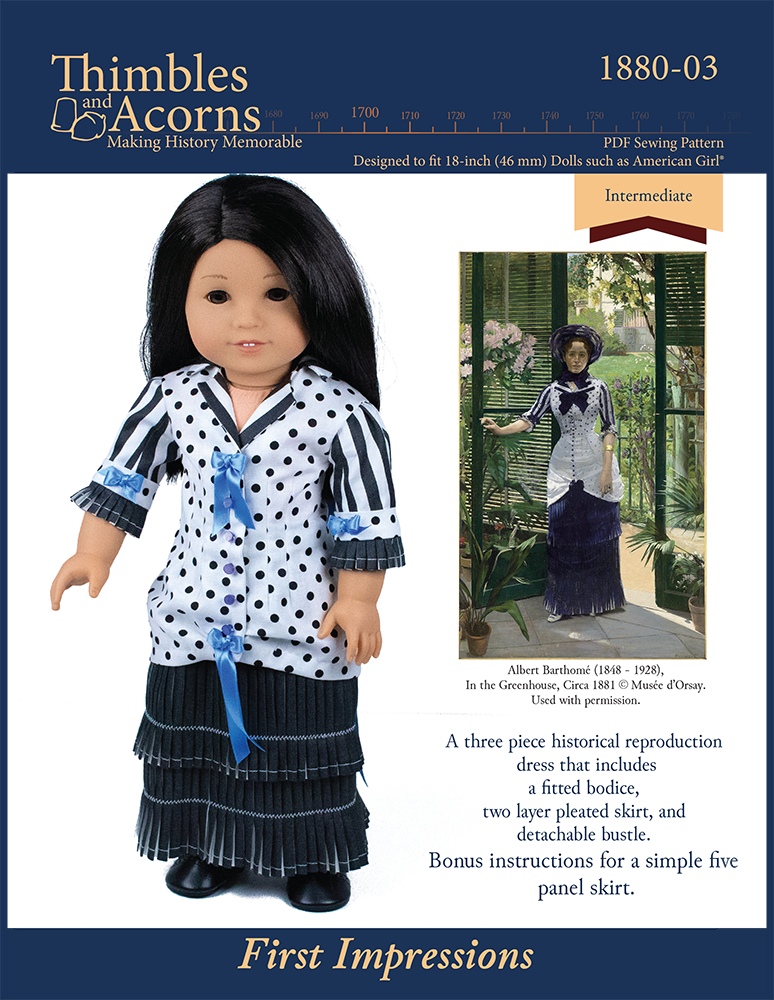 Thimbles and Acorns 18 Inch Historical First Impressions 18" Doll Clothes Pattern Pixie Faire