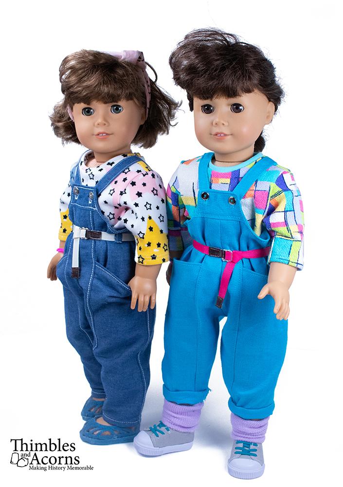 Thimbles and Acorns 18 Inch Historical Fantabulous! Overalls and Oversize Tee 18" Doll Clothes Pattern Pixie Faire