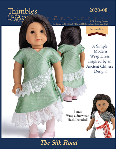 Thimbles and Acorns 18 Inch Modern The Silk Road Wrap Dress 18" Doll Clothes Pattern Pixie Faire