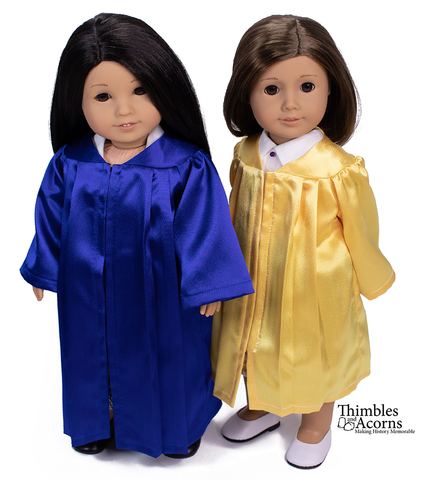 Thimbles and Acorns 18 Inch Modern Graduation Gown 18" Doll Clothes Pattern Pixie Faire