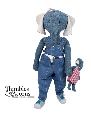 Thimbles and Acorns Cloth doll Elephant Doll 18" Cloth Doll Pattern Pixie Faire