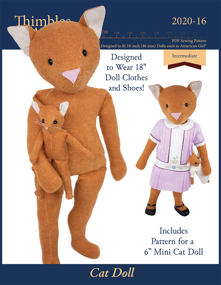 Thimbles and Acorns Cloth doll Cat Doll 18" Cloth Doll Pattern Pixie Faire