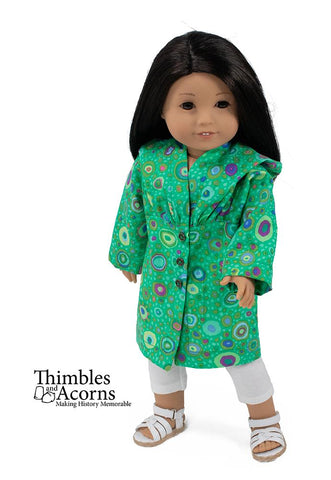 Thimbles and Acorns 18 Inch Modern Hooded Bog Coat 18" Doll Clothes Pattern Pixie Faire