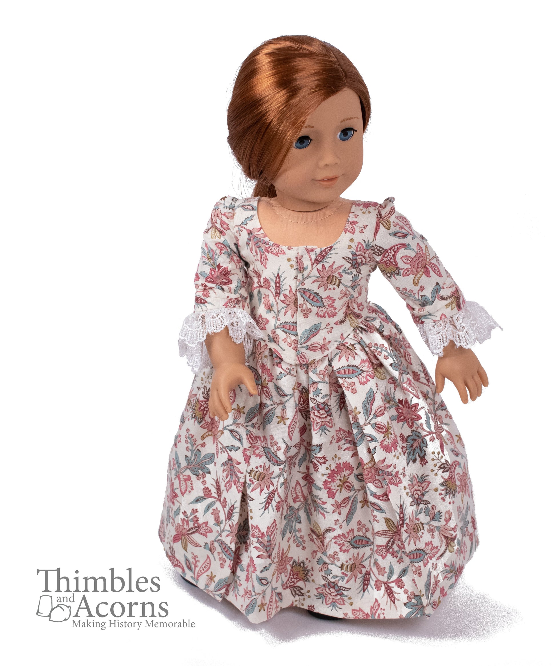 Thimbles and Acorns 18 Inch Historical 1770 En Fourreau Gown 18" Dolls Clothes Pattern Pixie Faire
