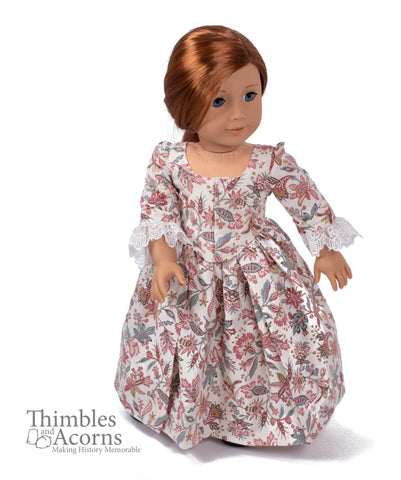 Thimbles and Acorns 18 Inch Historical 1770 En Fourreau Gown 18" Dolls Clothes Pattern Pixie Faire