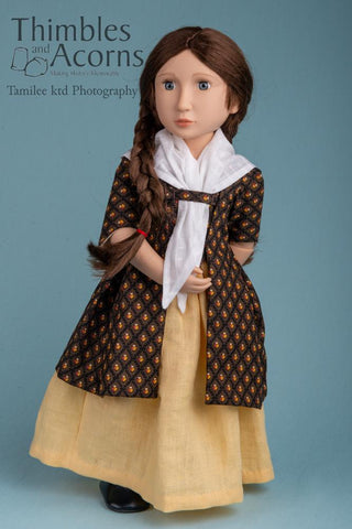 Thimbles and Acorns A Girl For All Time Sacque Back Gown and Pet en l'ier Jacket For AGAT Dolls Pixie Faire