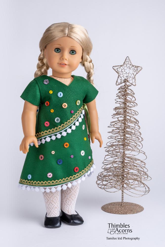 Thimbles and Acorns 18 Inch Modern The Silk Road Wrap Dress 18" Doll Clothes Pattern Pixie Faire