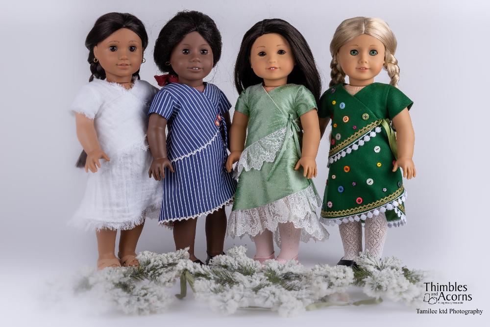 Thimbles and Acorns 18 Inch Modern The Silk Road Wrap Dress 18" Doll Clothes Pattern Pixie Faire