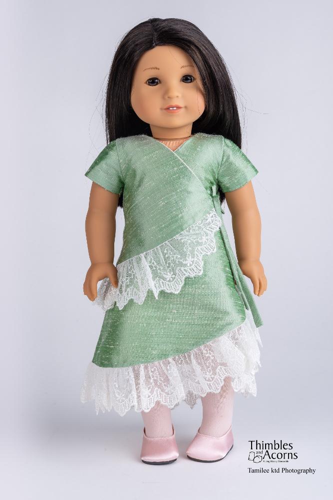 Thimbles and Acorns 18 Inch Modern The Silk Road Wrap Dress 18" Doll Clothes Pattern Pixie Faire